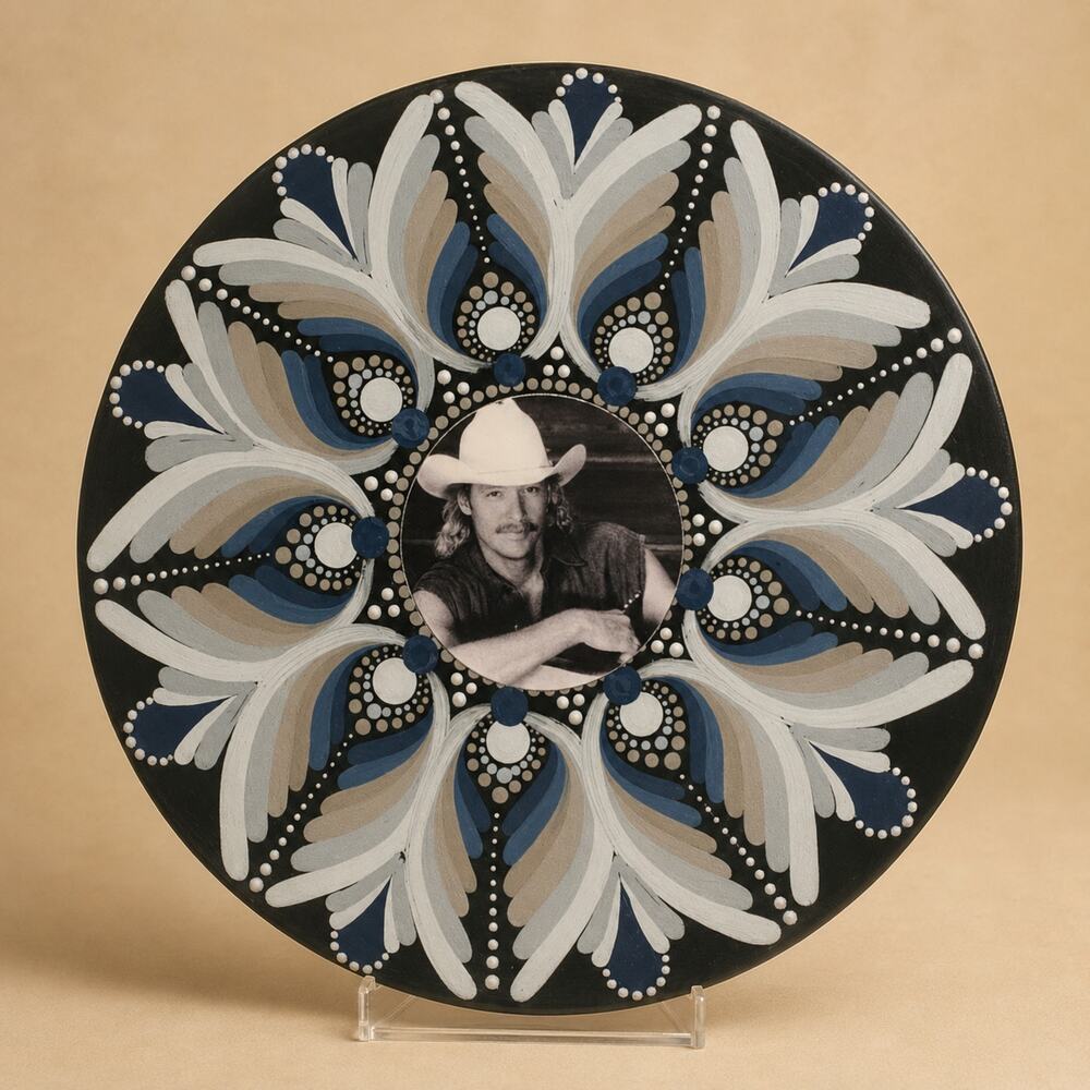 Alan Jackson Hand Painted 10 Inch Album Mandala Country Music Wall Art